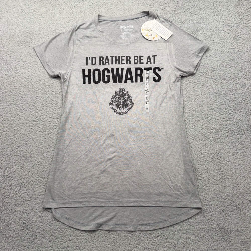 NWT BioWorld Harry Potter Womens XL Gray I'd Rather Be At Hogwarts Graphic Shirt